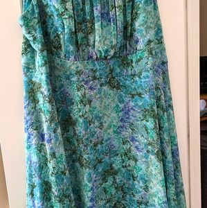 DressBarn blue and green floral overlay dress
